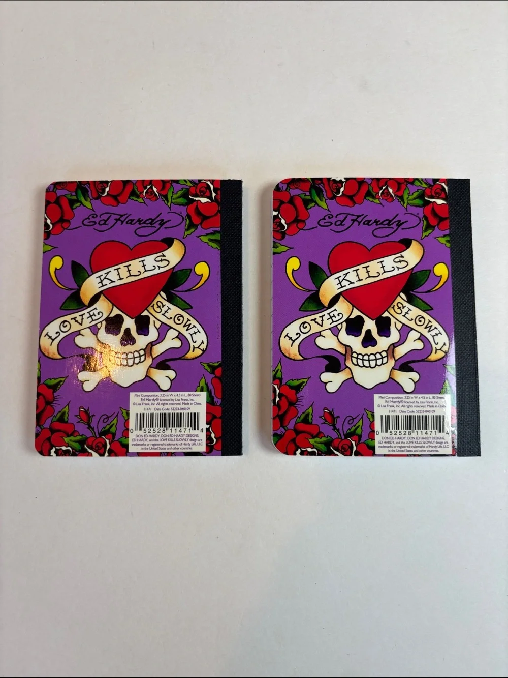 Ed Hardy x Lisa Frank Mini Composition Notebook Love Kills Slowly New Set of 2
